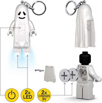 LEGO Iconic Ghost Keychain LED Flashlight Kids Toys Halloween Play - 76 mm Tall Figure - 2 CR2025 batteries included