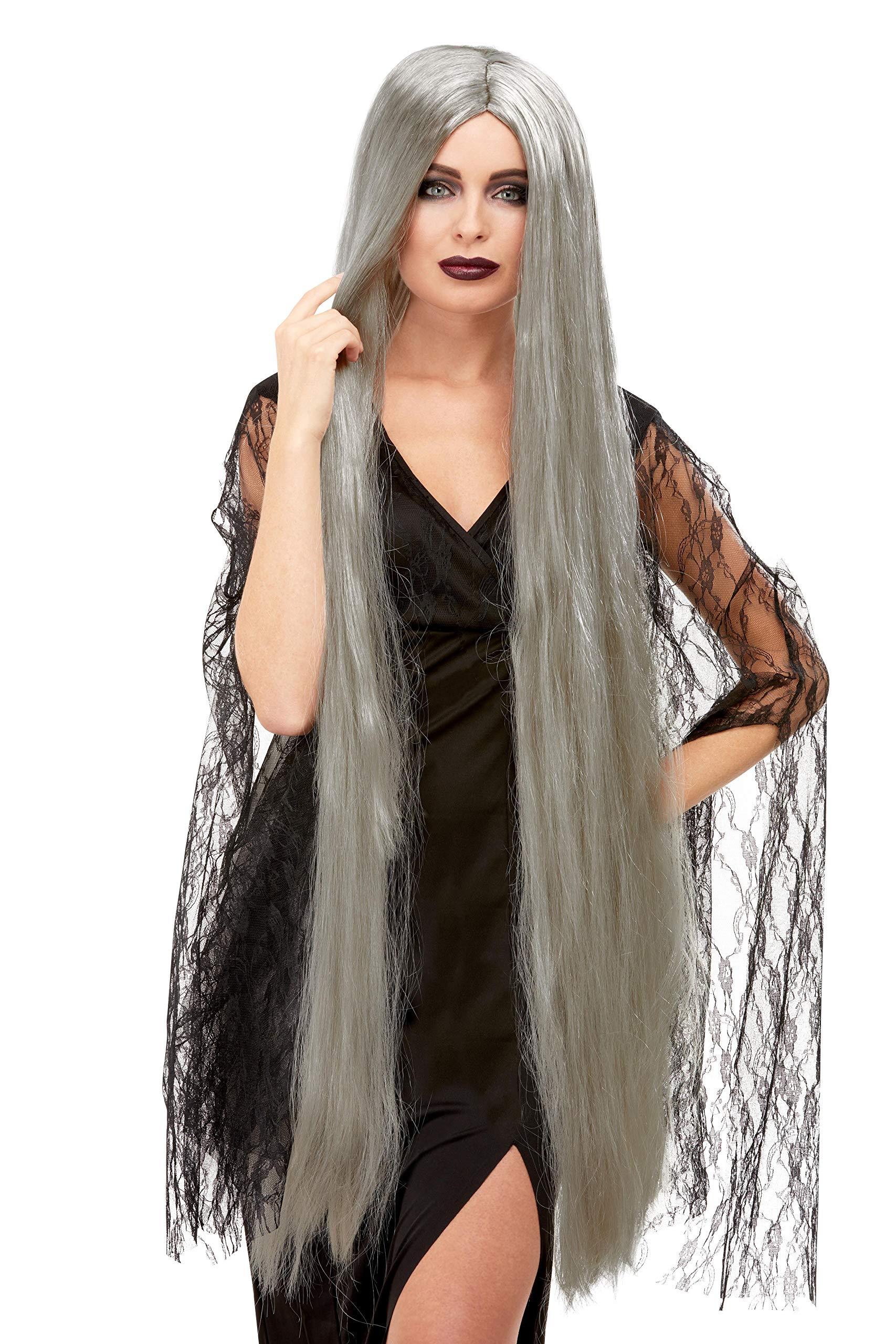 Smiffys Witch Wig Extra Long, Grey