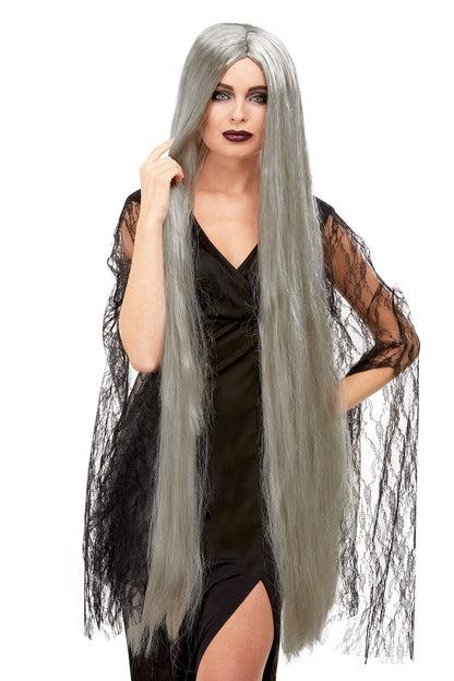 Smiffys Witch Wig Extra Long, Grey