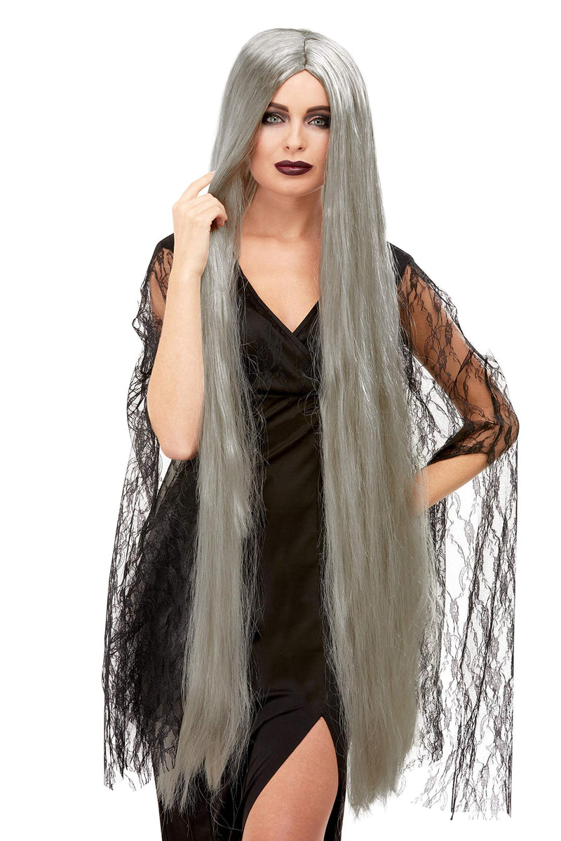 Smiffys Witch Wig Extra Long, Grey