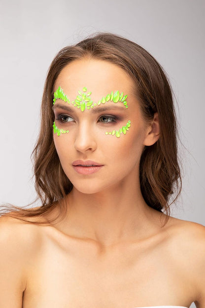 Smiffys Moon Glow Face Jewels, Intense Green