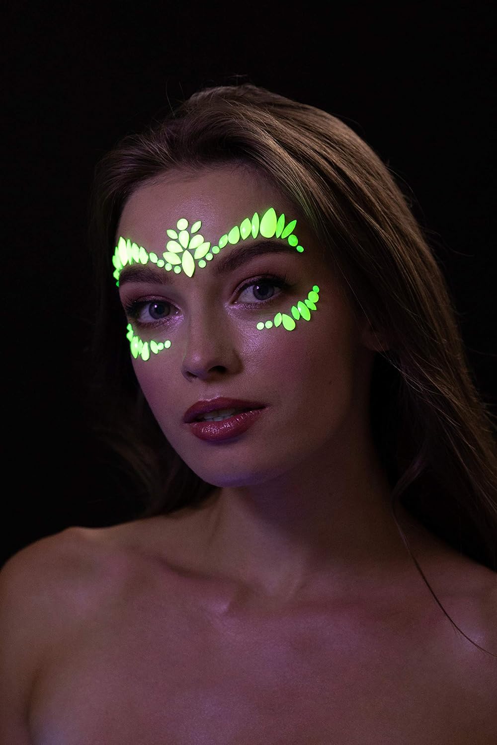 Smiffys Moon Glow Face Jewels, Intense Yellow