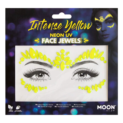 Smiffys Moon Glow Face Jewels, Intense Yellow