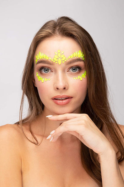 Smiffys Moon Glow Face Jewels, Intense Yellow