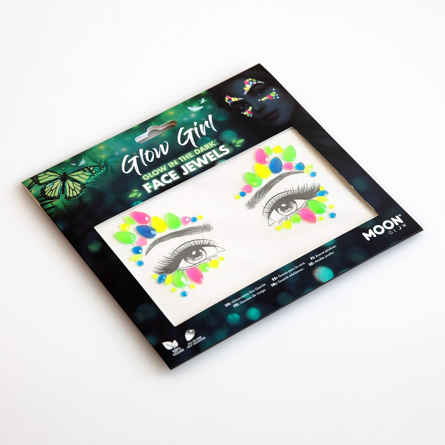 Smiffys Moon Glow Face Jewels, Glow Girl