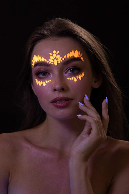 Smiffys Moon Glow Face Jewels, Intense Orange
