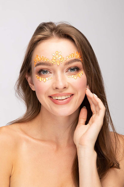 Smiffys Moon Glow Face Jewels, Intense Orange