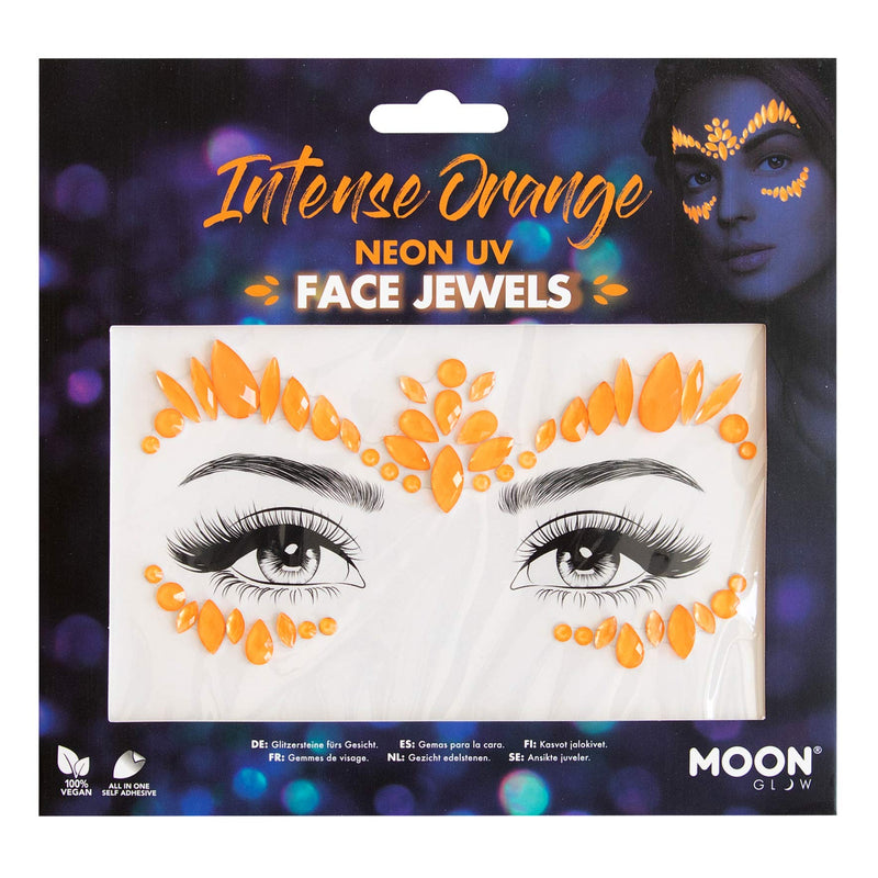 Smiffys Moon Glow Face Jewels, Intense Orange