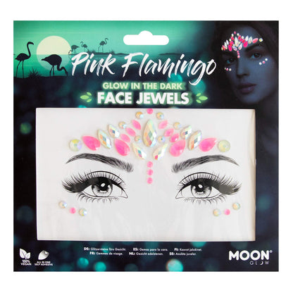 Smiffys Moon Glow Face Jewels, Pink Flamingo