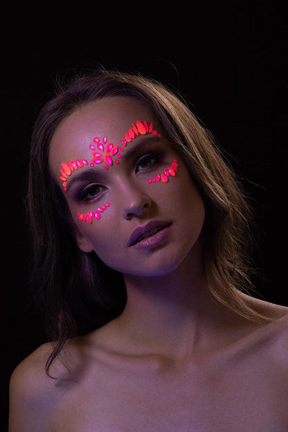Smiffys Moon Glow Face Jewels, Intense Pink