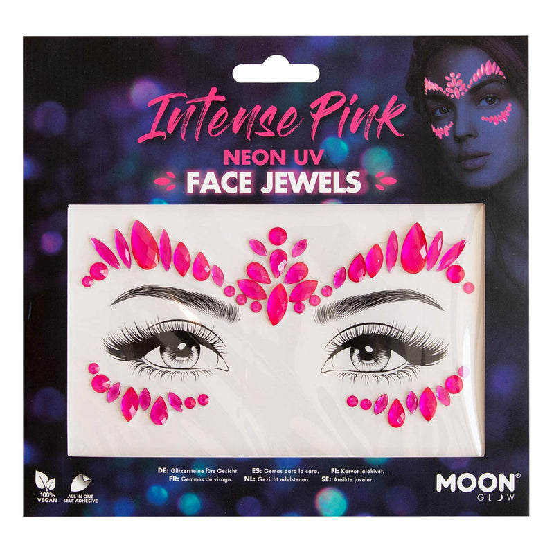 Smiffys Moon Glow Face Jewels, Intense Pink