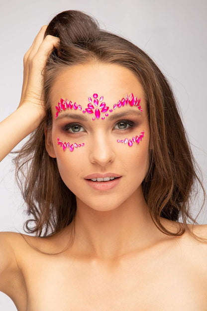 Smiffys Moon Glow Face Jewels, Intense Pink