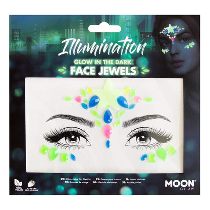 Smiffys Moon Glow Face Jewels, Illumination