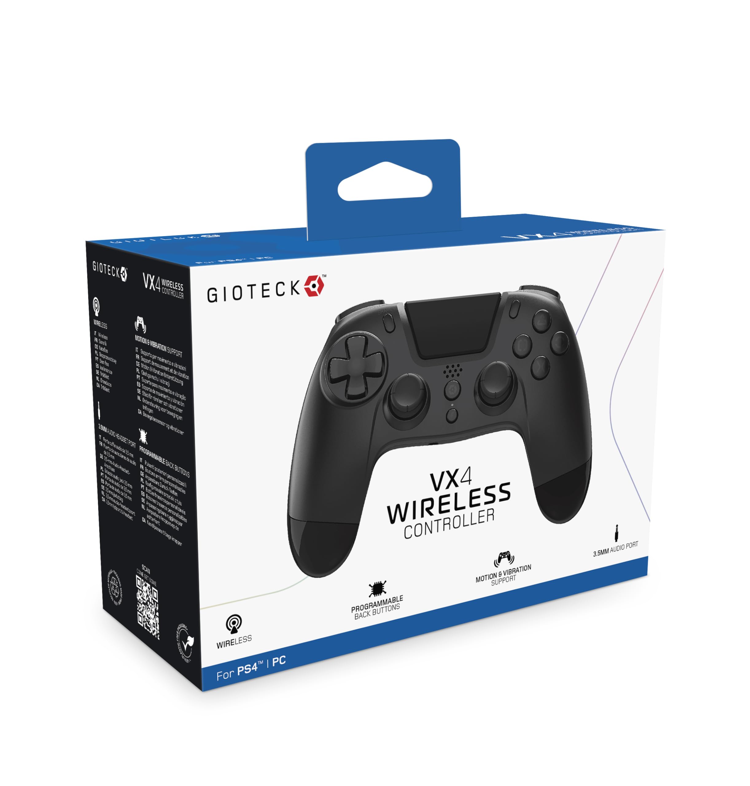 Gioteck - Mando Inalámbrico Con Botones Programables De Color Negro Vx-4 Para Playstation 4 Y Pc (PlayStation 4