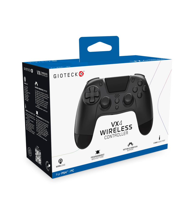 Gioteck - Mando Inalámbrico Con Botones Programables De Color Negro Vx-4 Para Playstation 4 Y Pc (PlayStation 4