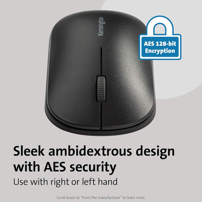 Kensington Wireless Mouse - SureTrack Dual Wireless Ambidextrous Mouse, Slim Mouse for Laptop, Desktop or Home Office, Works with Chrome, Mac, Windows and Android - Black (K75298WW