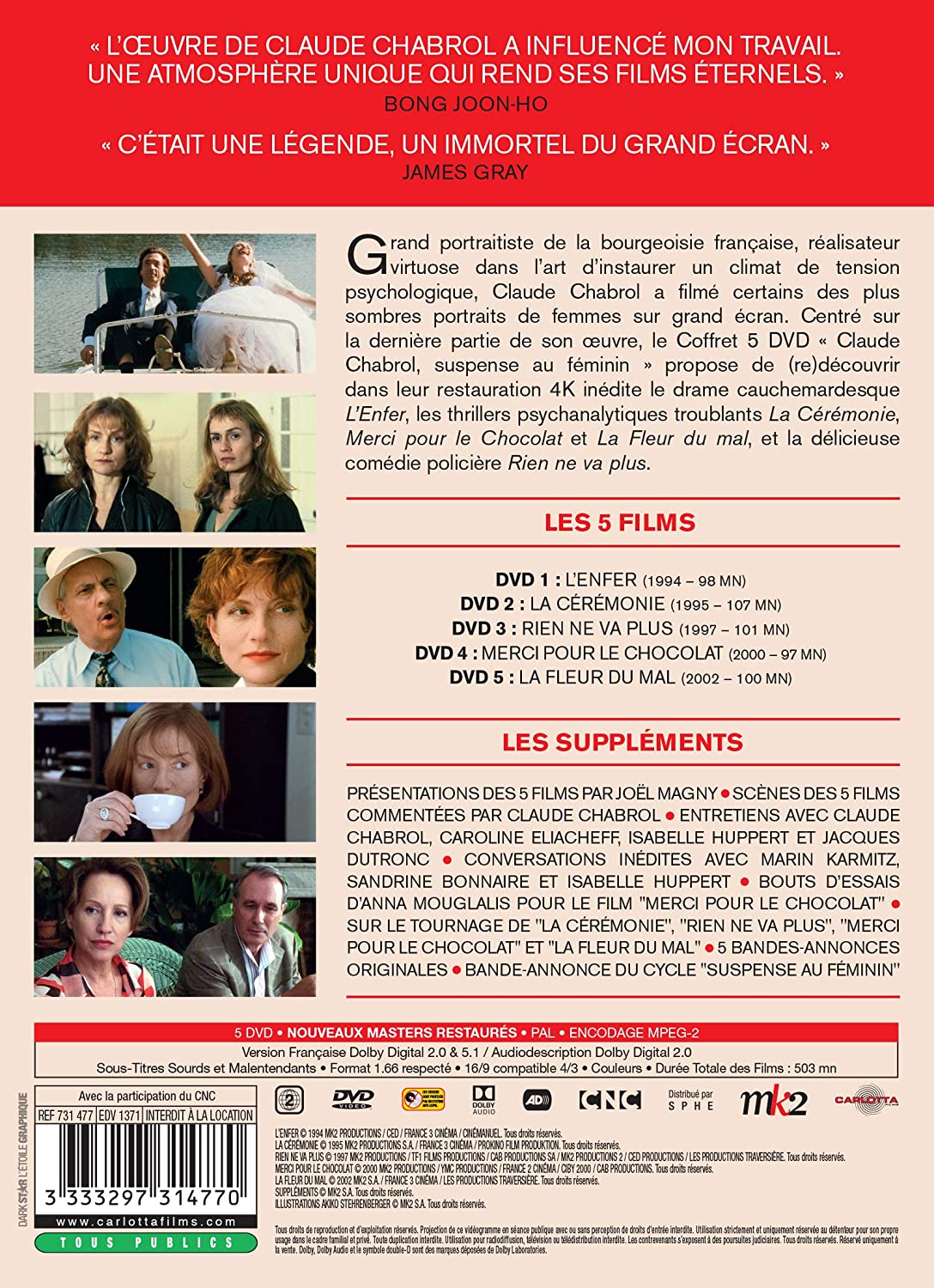 COFFRET CLAUDE CHABROL SUSPENSE AU FEMININ - 5 DVD