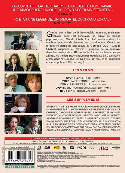 COFFRET CLAUDE CHABROL SUSPENSE AU FEMININ - 5 DVD