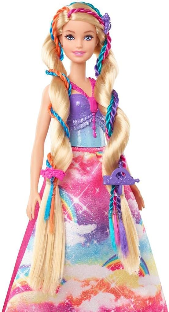 Barbie Dreamtopia Twist ‘n Style Princess Hairstyling Doll (11.5-in Blonde) with Rainbow Hair Extensions & Accessories, Gift for 3 to 7 Year Olds, GTG00