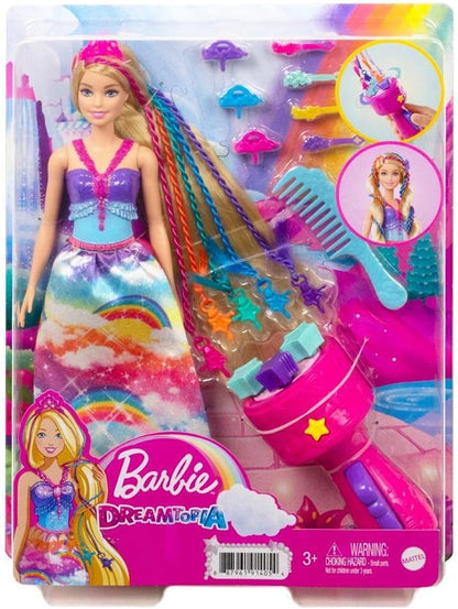 Barbie Dreamtopia Twist ‘n Style Princess Hairstyling Doll (11.5-in Blonde) with Rainbow Hair Extensions & Accessories, Gift for 3 to 7 Year Olds, GTG00