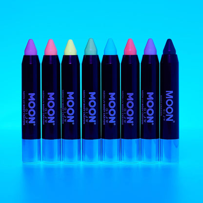 Smiffys Moon Glow Pastel Neon UV Body Crayons, Black