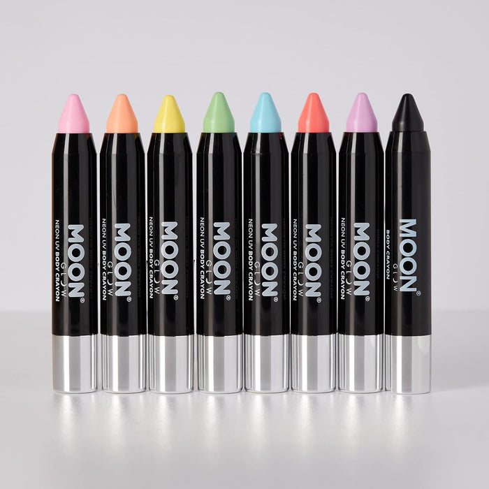 Smiffys Moon Glow Pastel Neon UV Body Crayons, Pastel Pink
