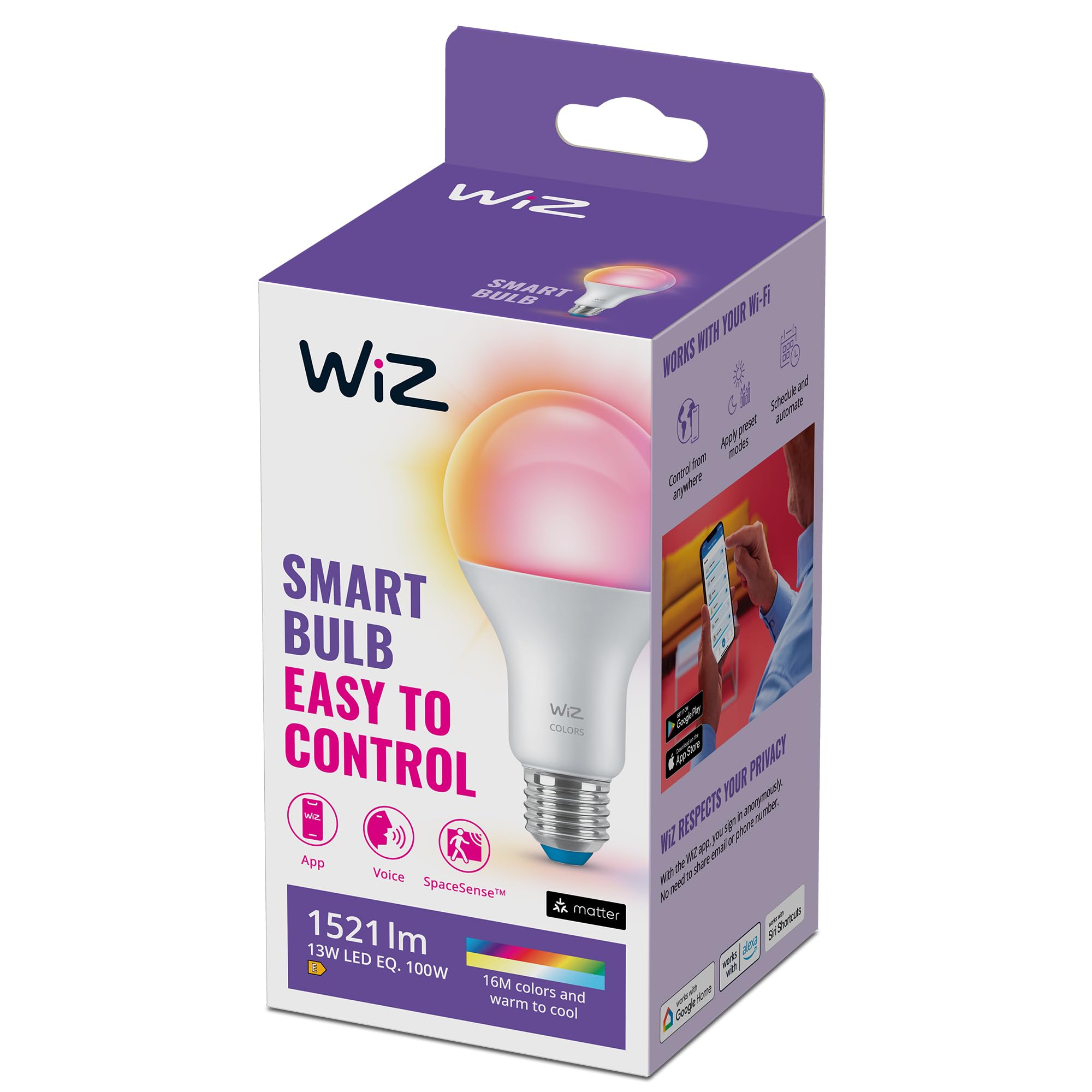 Wiz - A67 Bulb E27 Colour And Tunable White - Smart Home