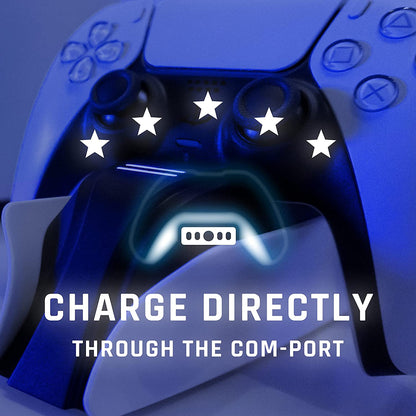 Snakebyte PS5 TWIN:CHARGE 5 - PlayStation 5 charging station for DualSense controller, charger kit for 2 wireless controllers including Type-C cable, LED charge status display, PS5 design, White