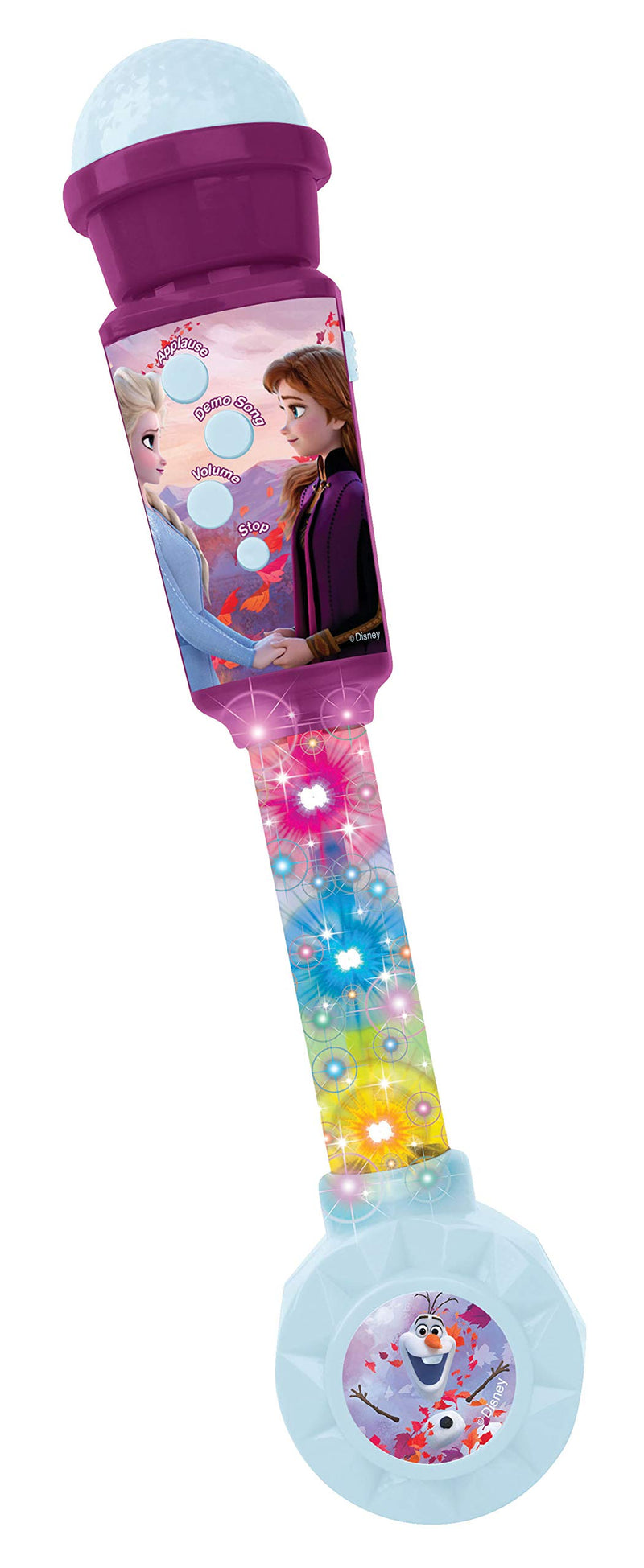 Lexibook- Frozen La Reine des Neiges Microphone Enfant, Jeu Musical, Haut-Parleur intégré, Effets Lumineux, Prise Aux-in, Violet/Bleu, MIC90FZ