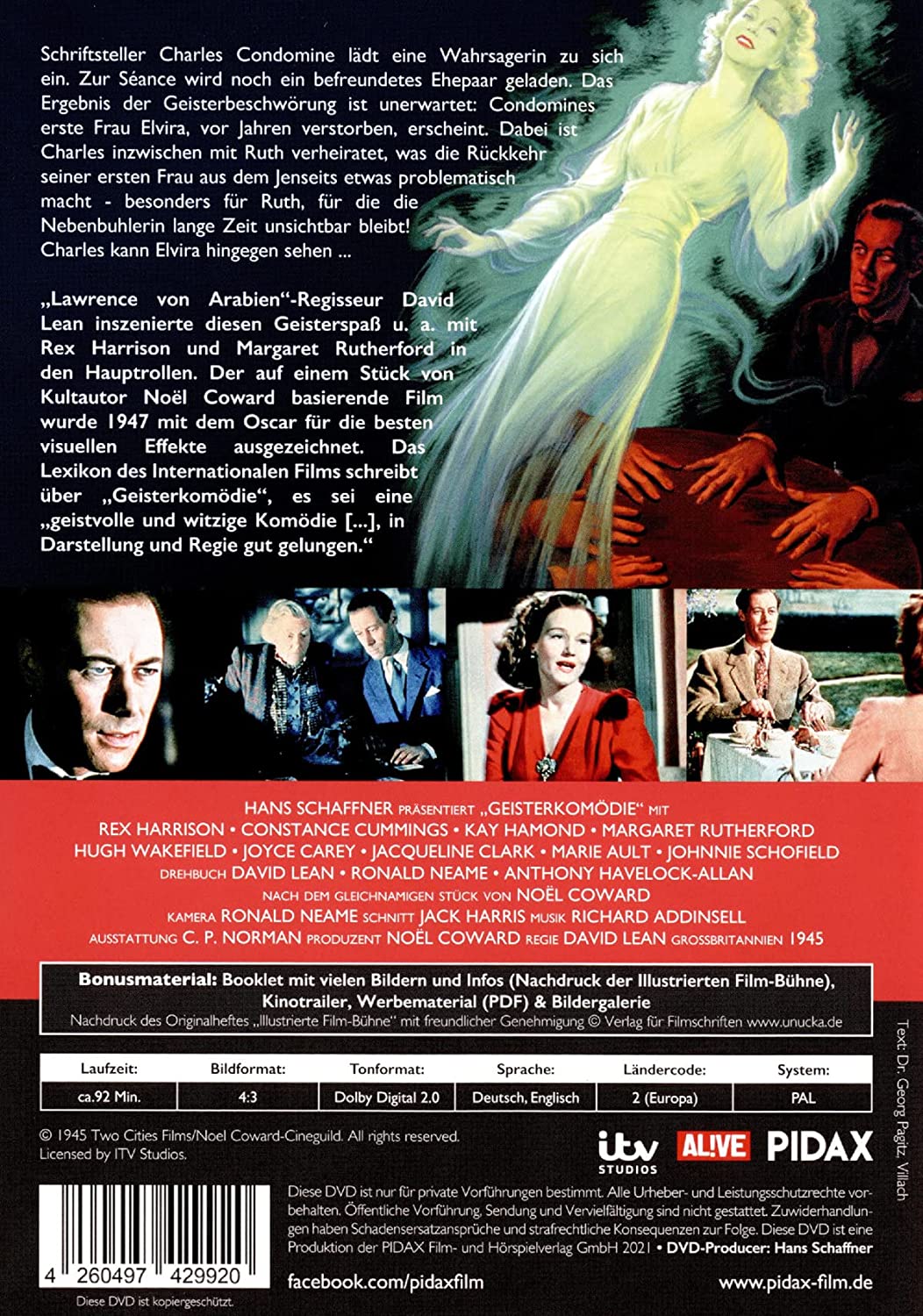 Geisterkomödie (Blithe Spirit) / Oscar-preisgekrönte Kultkomödie mit Margaret Rutherford (bekannt als "Miss Marple") (Pidax Film-Klassiker