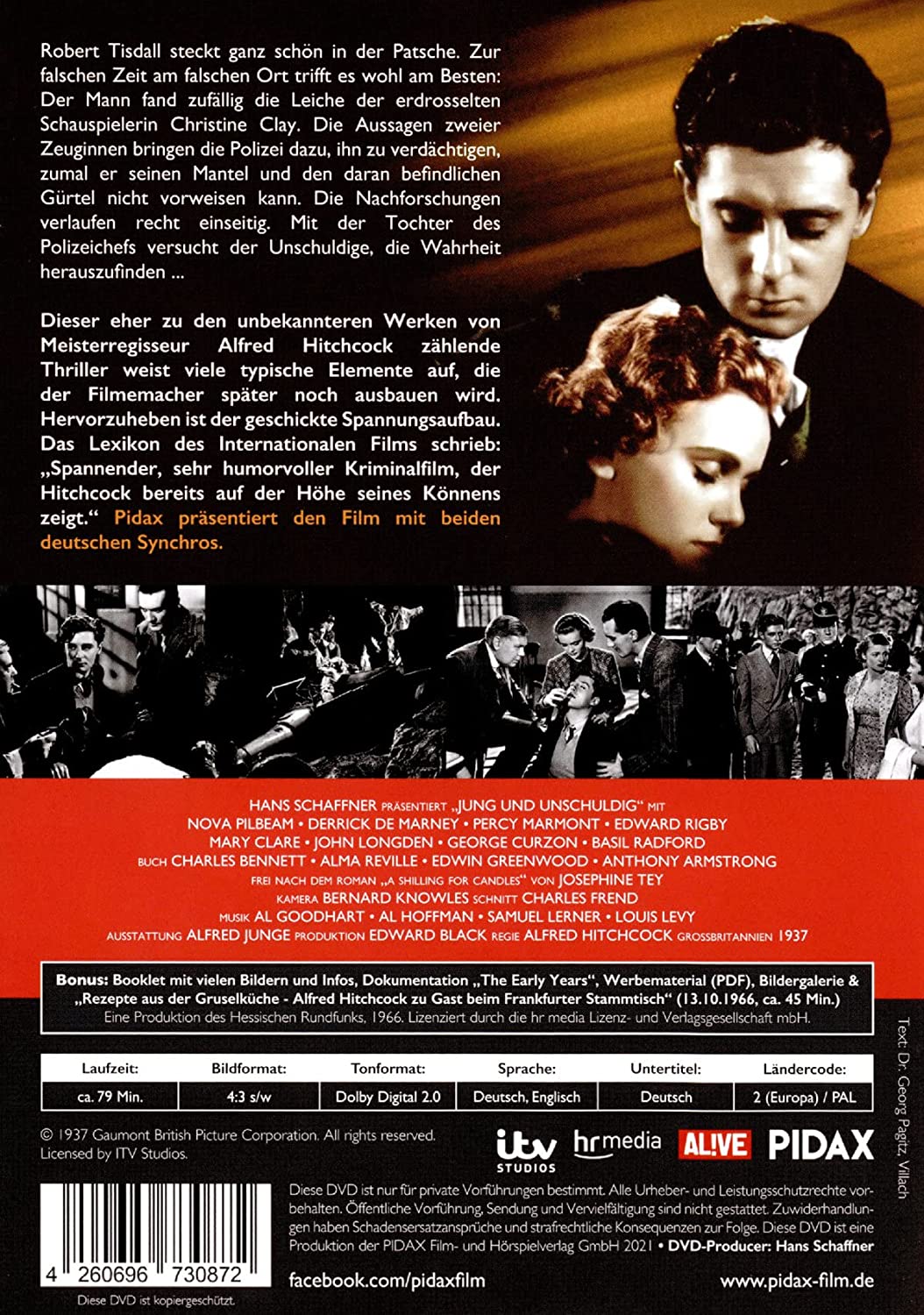 Alfred Hitchcock: Jung und unschuldig / Spannender Thriller mit beiden deutschen Synchros + Bonus: Alfred Hitchcock zu Gast beim Frankfurter Stammtisch (Pidax Film-Klassiker
