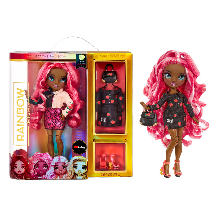 Rainbow High Fashion Doll - Verzamelbaar speelgoed voor kids - met 2 outfits voor Mix & Match en poppen accessoires - Leuk cadeau voor kinderen van 6-12 jaar, DARIA ROSELYN - Rose (Rozig rood)