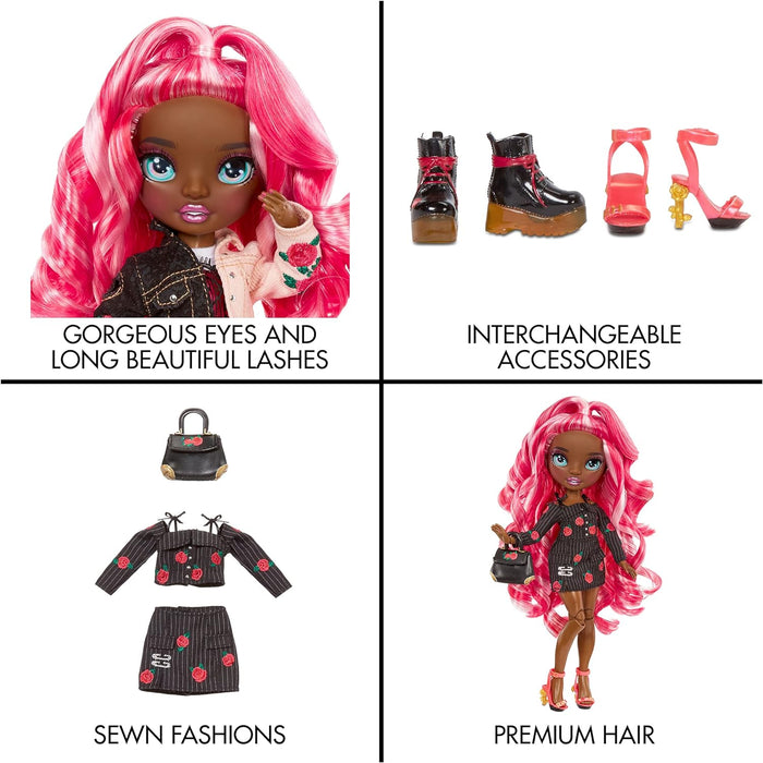 Rainbow High Fashion Doll - Verzamelbaar speelgoed voor kids - met 2 outfits voor Mix & Match en poppen accessoires - Leuk cadeau voor kinderen van 6-12 jaar, DARIA ROSELYN - Rose (Rozig rood)