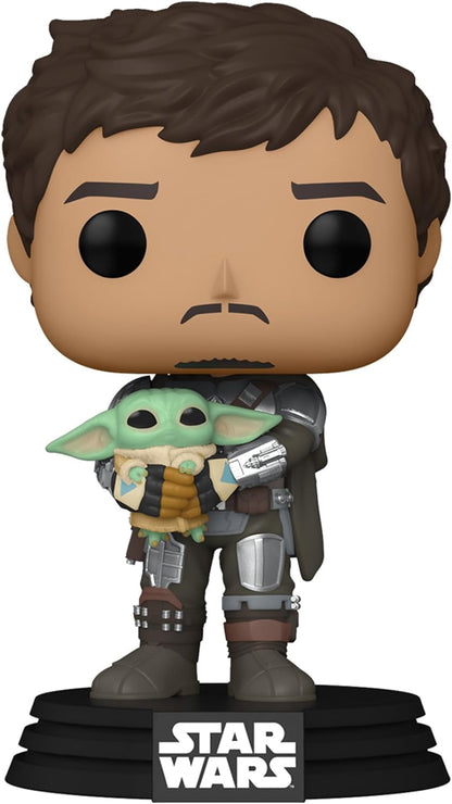 Funko Pop! Star Wars: the Mandalorian - Mando Holding Grogu (the Child, Baby Yoda) - (Grogu (the Child, Baby Yoda), Baby Yoda) - Collectable Vinyl Figure - Gift Idea - Official Merchandise - TV Fans
