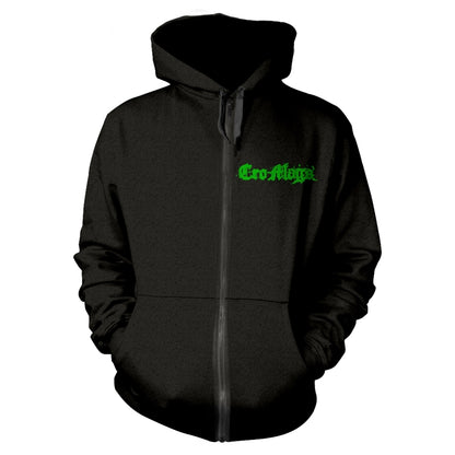 CRO-MAGS - GREEN LOGO BLACK Hooded Sweatshirt with Zip Medium