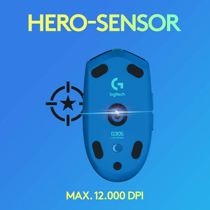 Logitech G305 LIGHTSPEED Wireless Gaming Mouse, HERO 12K Sensor, 12,000 DPI, Lightweight, 6 Programmable Buttons, 250h Battery Life, On-Board Memory, PC/Mac