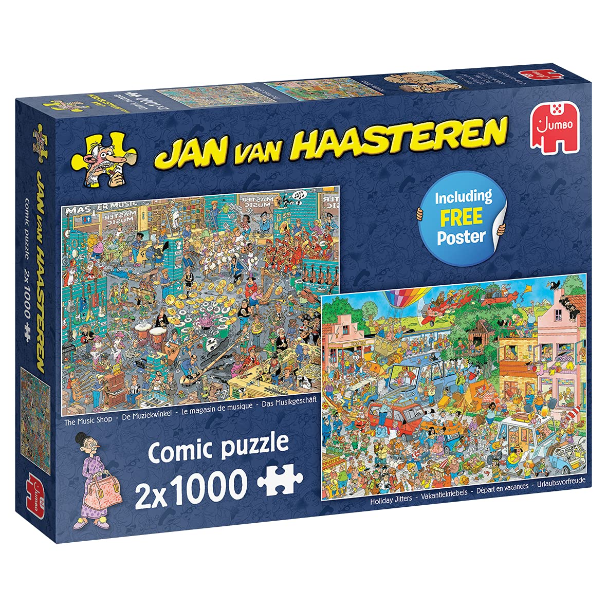 Jumbo, Jan Van Haasteren - Music Shop and Holiday Jitters, Jigsaw puzzles for Adults, 2 x 1000 Piece