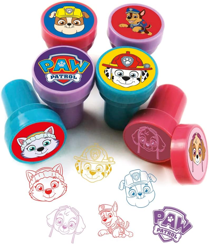 Stamp Set - Self-Inking Stamps in Various Paw Patrol Motifs by Chase, Marshall, Skye, Rubble, Zuma - Gift for Children