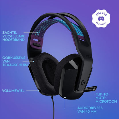 Logitech G G335 Wired Gaming Headset, with Microphone, 3.5mm Audio Jack, Comfortable Memory Foam Earpads, Lightweight, Compatible with PC, PlayStation, Xbox, Nintendo Switch - Black Wired (3.5mm) Blac
