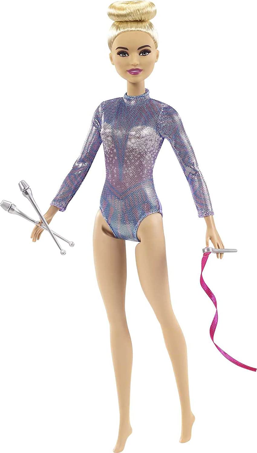 Barbie RHYTHMIC GYMNAST (BLONDE) DOLL & Chelsea Travel Doll, Blonde, With Puppy, Carrier & Accessories, For 3 To 7 Year Olds, FWV20