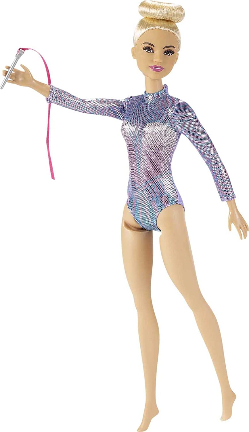 Barbie RHYTHMIC GYMNAST (BLONDE) DOLL & Chelsea Travel Doll, Blonde, With Puppy, Carrier & Accessories, For 3 To 7 Year Olds, FWV20