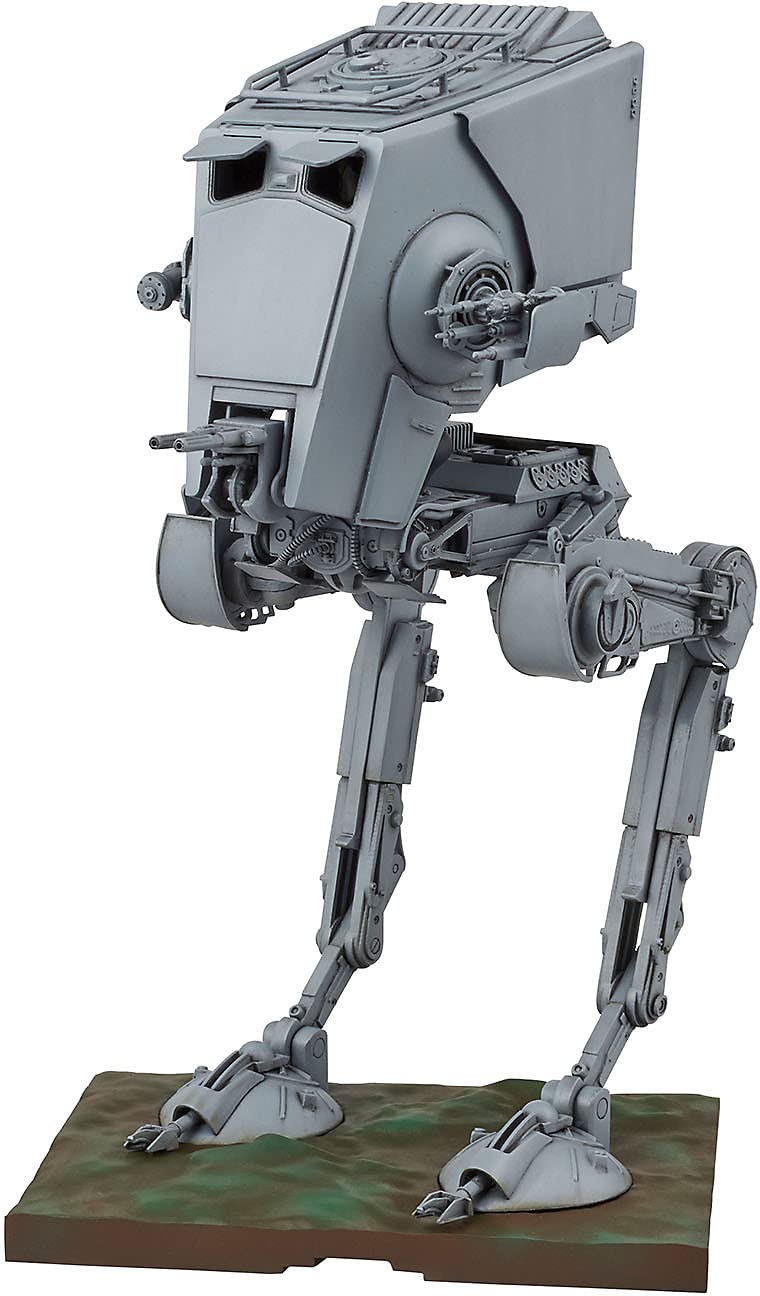 Revell (Bandai original) 01202 Star Wars AT-ST (All Terrain Scout Transport inc. Chewbacca) 1:48 Scale Unbuilt/Pre-coloured/Clip-Together (Non-Glue) Articulated Plastic Model Kit with Display Base
