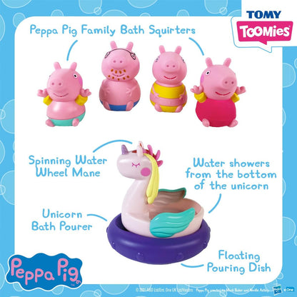 TOMY Toomies Daddy Pig, Mummy Pig, Peppa, George Bath Squirters & Peppa's Unicorn, Baby Bath Toys, Kids Bath Toys for Water Play, Fun Bath Accessories for Babies & Toddlers, Suitable for 18 Months +