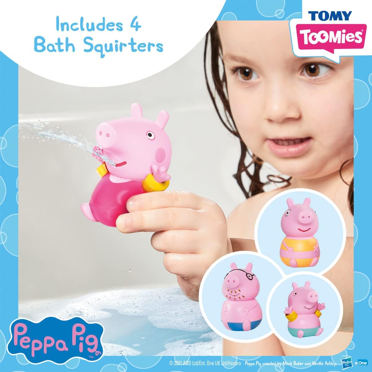 TOMY Toomies Daddy Pig, Mummy Pig, Peppa, George Bath Squirters & Peppa's Unicorn, Baby Bath Toys, Kids Bath Toys for Water Play, Fun Bath Accessories for Babies & Toddlers, Suitable for 18 Months +