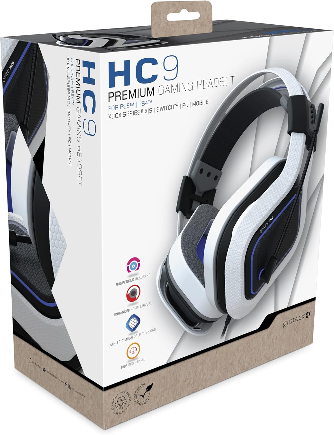 Freemode - HC-9 Wired Gaming Headset for PS5, PS4, PC, Mac, Mobile (Blue/White)
