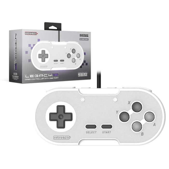 Retro-Bit Legacy16 USB Wired Controller For Steam, PC, Mac, Raspberry Pi, and Switch - Classic Grey (Nintendo Switch//
