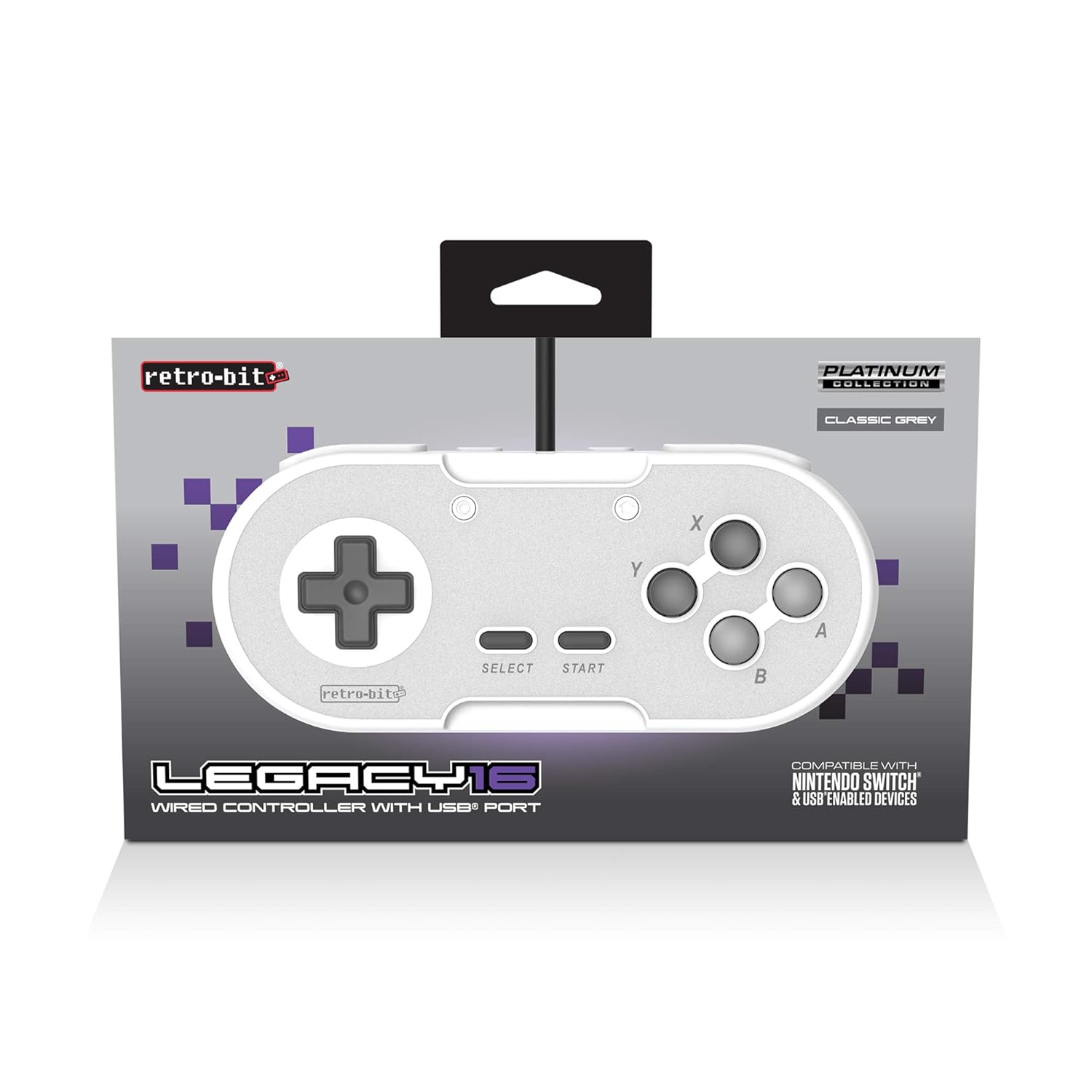 Retro-Bit Legacy16 USB Wired Controller For Steam, PC, Mac, Raspberry Pi, and Switch - Classic Grey (Nintendo Switch//