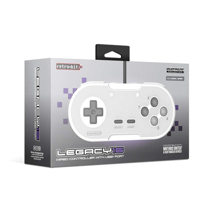 Retro-Bit Legacy16 USB Wired Controller For Steam, PC, Mac, Raspberry Pi, and Switch - Classic Grey (Nintendo Switch//