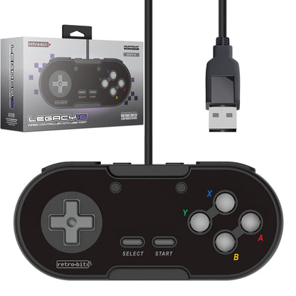 Retro-Bit Legacy16 USB Wired Controller For Steam, PC, Mac, Raspberry Pi, and Switch- Onyx Black (Nintendo Switch//