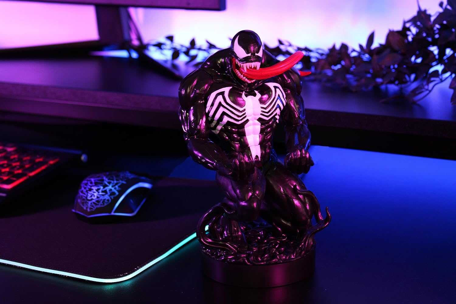 Cable Guys - Marvel Comics Venom Gaming Accessories Holder & Phone Holder for Most Controller (Xbox, Play Station, Nintendo Switch) & Phone, EXG Venom Cable Guy - Not Machine Specific, Porta elettroniche Exquisite Gaming Venom